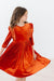 Pumpkin Spice Velvet Ruffle Twirl Dress-dogsvalley ®