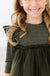 Olive Shimmer 3/4 Sleeve Tutu Dress-dogsvalley ®