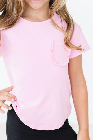 Bubblegum Pink Ruffle Pocket Tee-dogsvalley ®