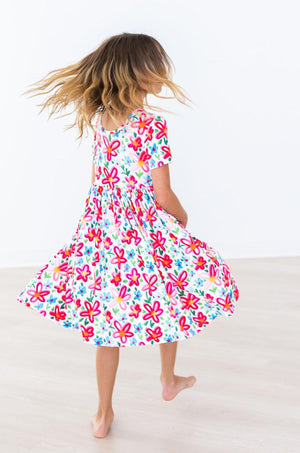 Neon Floral S/S Pocket Twirl Dress-dogsvalley ®