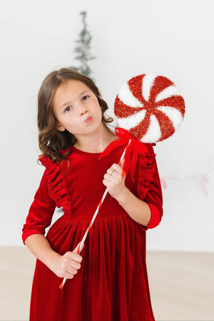 Red Velvet Ruffle Twirl Dress-dogsvalley ®