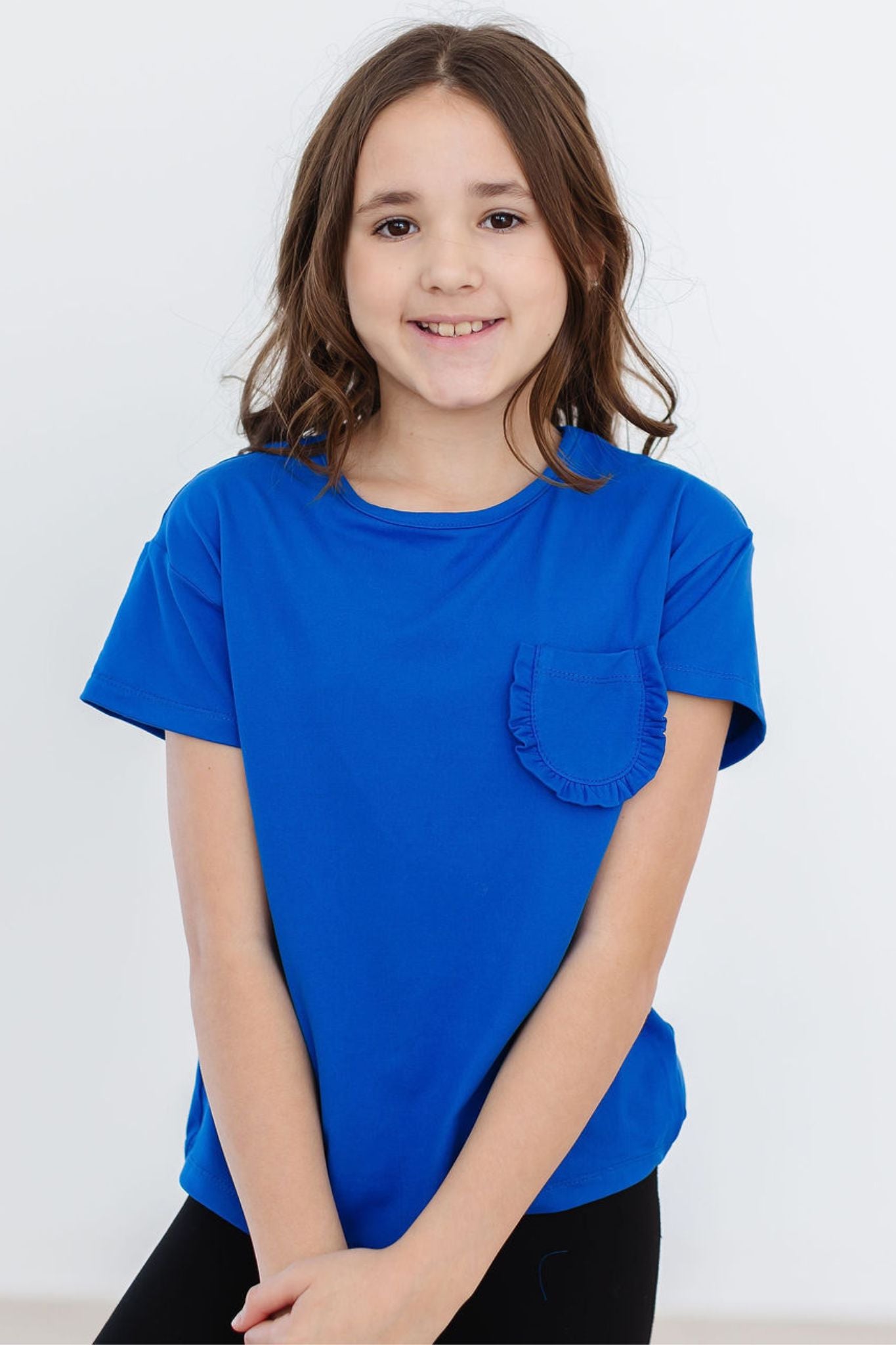 Royal Blue Ruffle Pocket Tee-dogsvalley ®