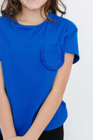 Royal Blue Ruffle Pocket Tee-dogsvalley ®