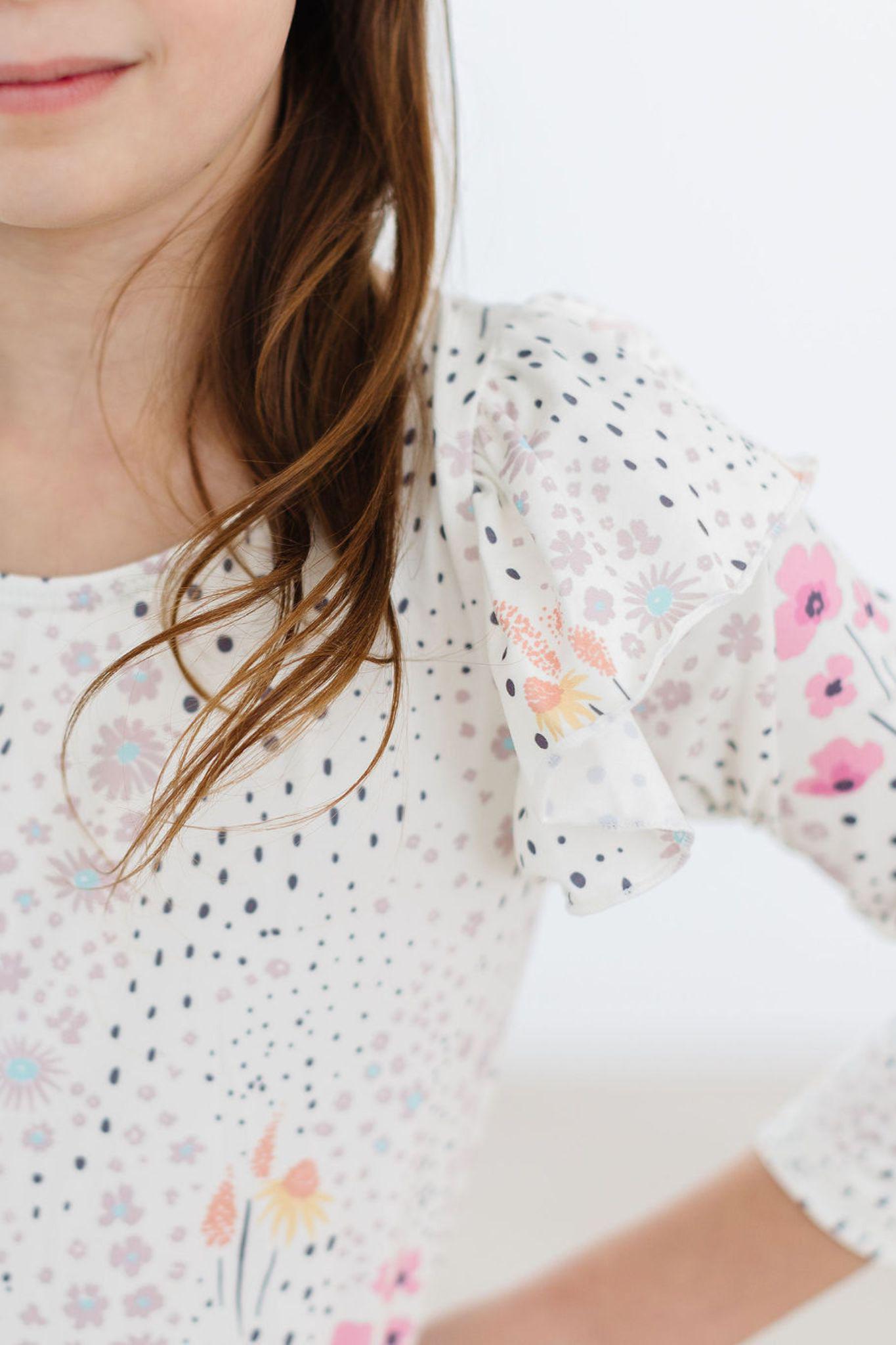 Whimsical Wildflowers L/S Flutter Sleeve Leotard-dogsvalley ®