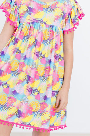 Tropical Glow Pom Pom Dress-dogsvalley ®