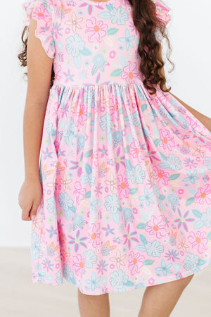 Beachy Blooms Flutter Sleeve Twirl Dress-dogsvalley ®