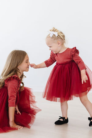 Pumpkin Spice Shimmer 3/4 Sleeve Tutu Dress-dogsvalley ®