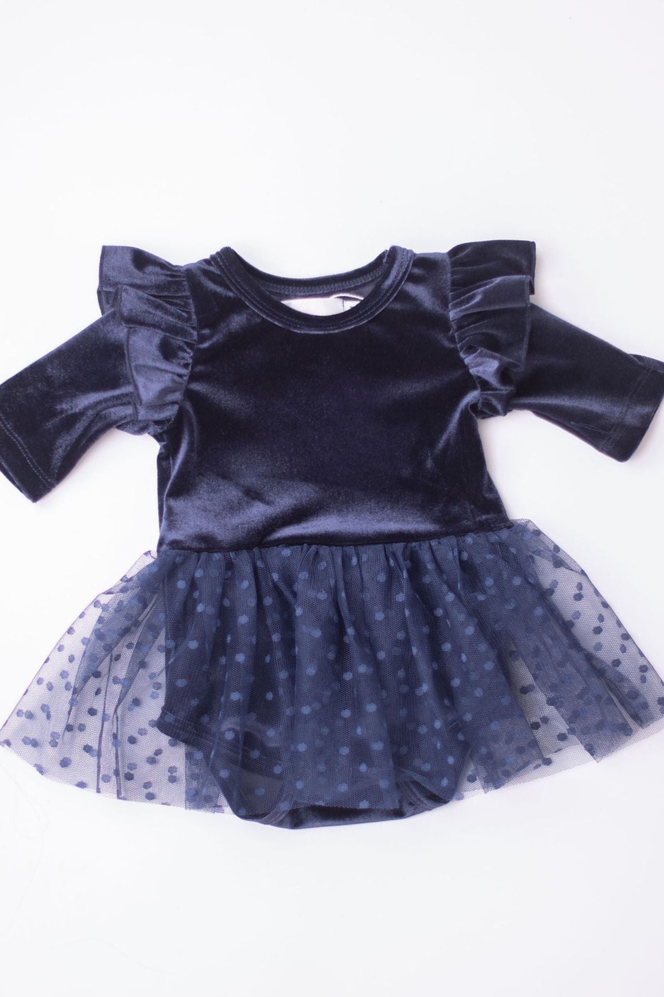 Light Navy Velvet Tutu Bodysuit-dogsvalley ®