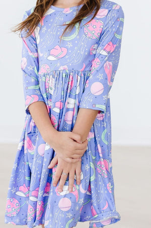 Neon Moon 3/4 Sleeve Pocket Twirl Dress-dogsvalley ®