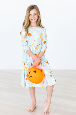 Ghouls Just Want to Have Fun 3/4 Sleeve Pocket Twirl Dress-dogsvalley ®