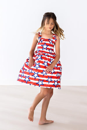 Stars & Stripes Ruffle Cross Back Dress-dogsvalley ®