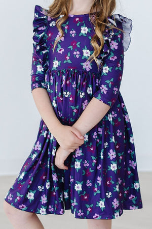 Violets in Bloom Ruffle Twirl Dress-dogsvalley ®