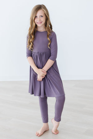 Vintage Violet 3/4 Sleeve Pocket Twirl Dress-dogsvalley ®