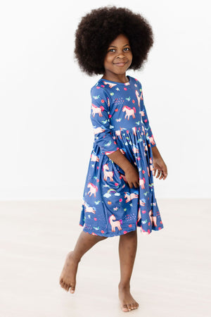 Painted Skies 3/4 Sleeve Pocket Twirl Dress-dogsvalley ®