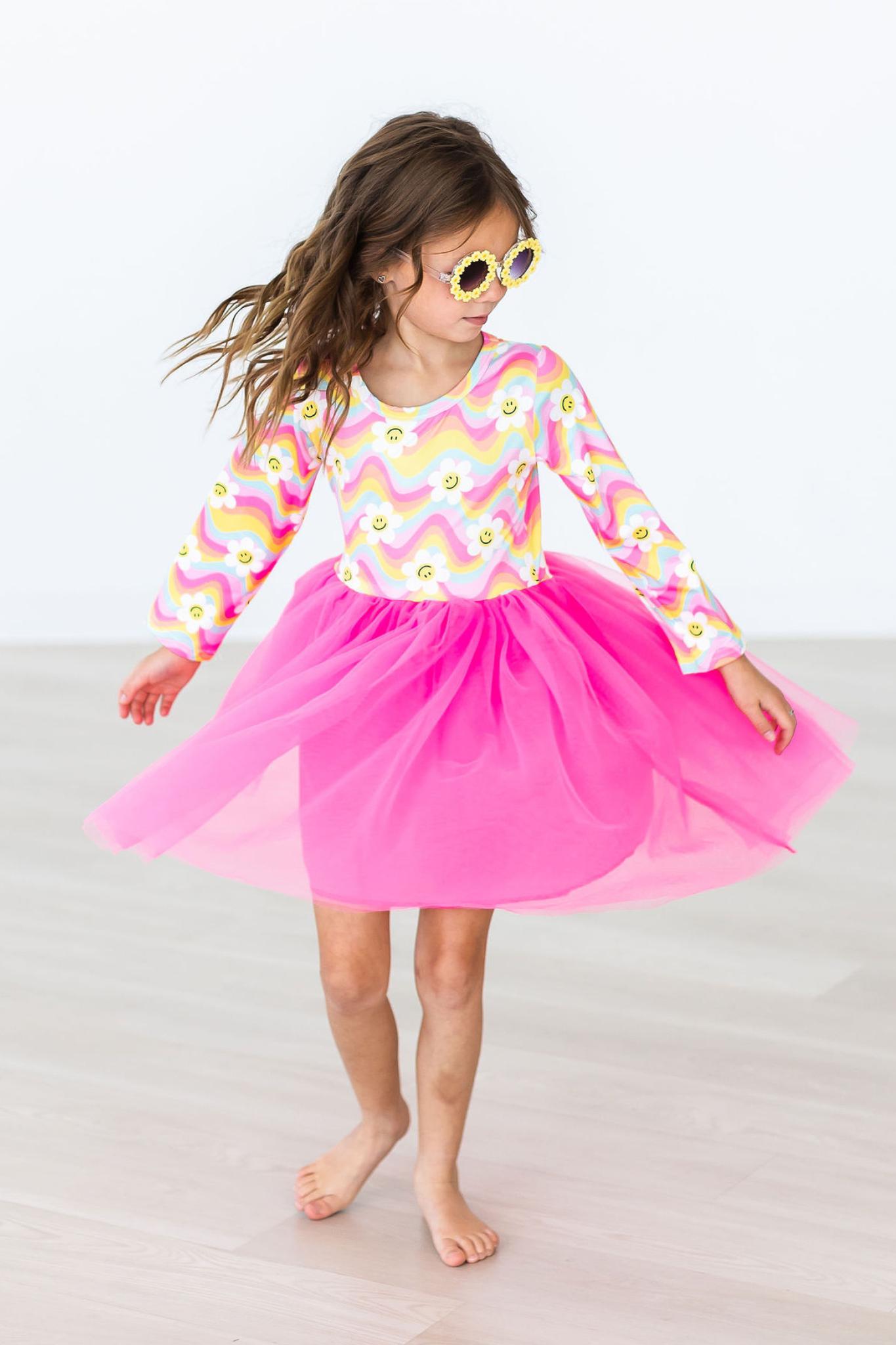 Smiling Daisies L/S Tutu Dress-dogsvalley ®