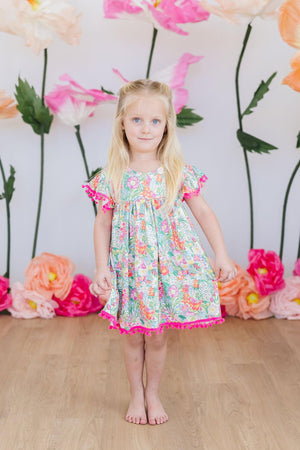 Preppy Petals Pom Pom Dress-dogsvalley ®