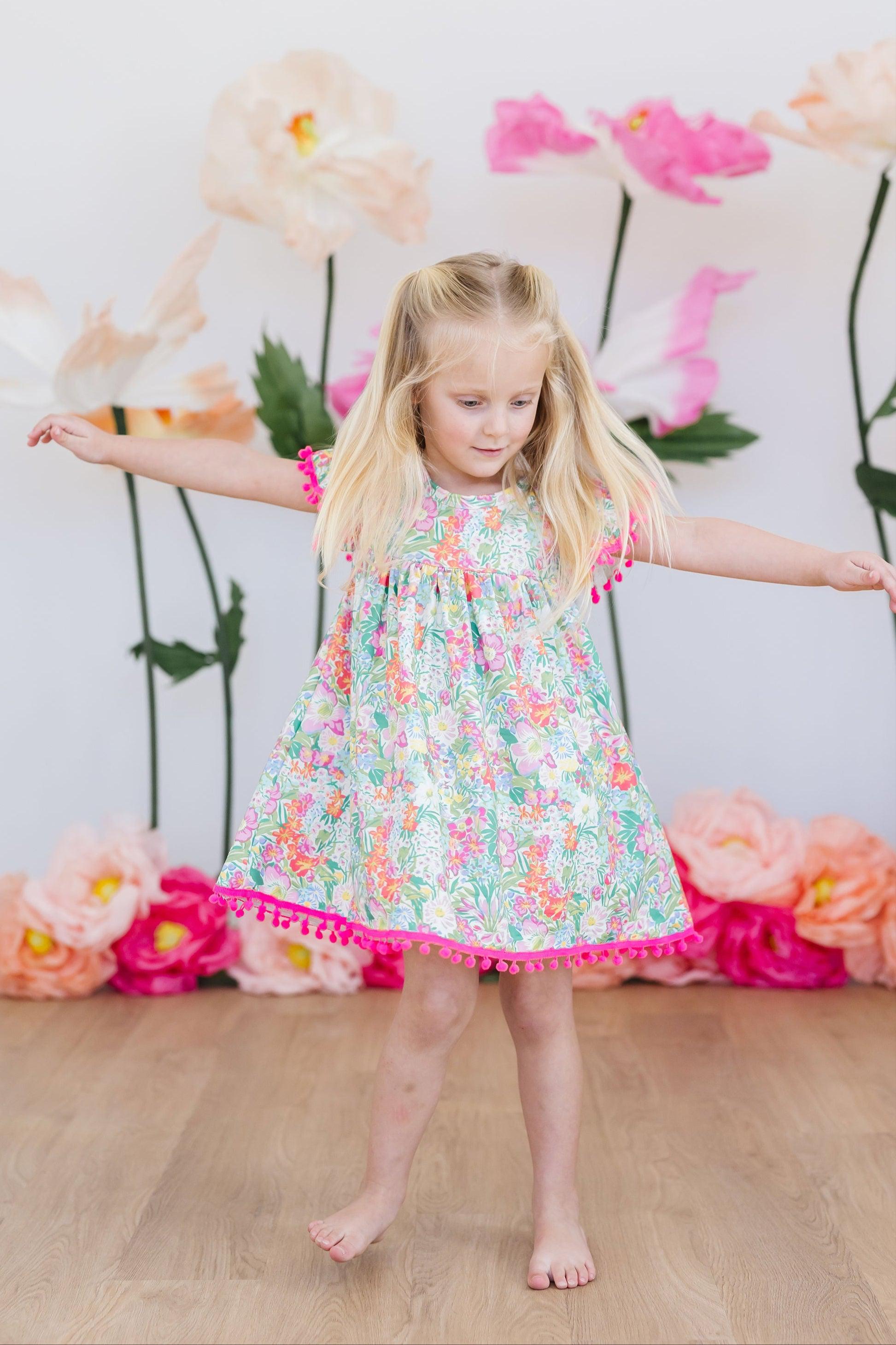 Preppy Petals Pom Pom Dress-dogsvalley ®