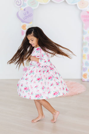 Gingham Bows 3/4 Sleeve Ruffle Twirl Dress-dogsvalley ®