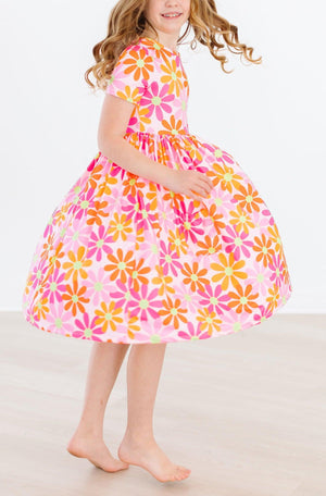 Retro Daisies S/S Pocket Twirl Dress-dogsvalley ®