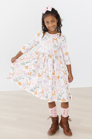 Boho Bows 3/4 Sleeve Pocket Twirl Dress-dogsvalley ®