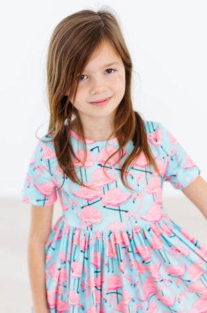 Pretty in Pink Flamingos S/S Pocket Twirl Dress-dogsvalley ®