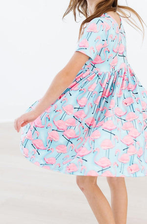 Pretty in Pink Flamingos S/S Pocket Twirl Dress-dogsvalley ®