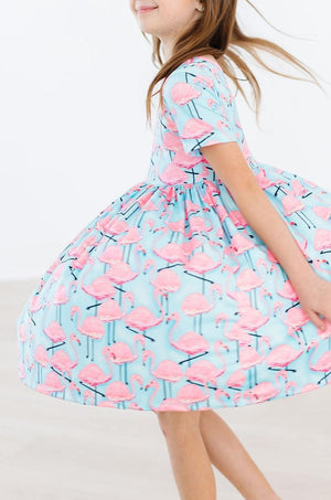 Pretty in Pink Flamingos S/S Pocket Twirl Dress-dogsvalley ®