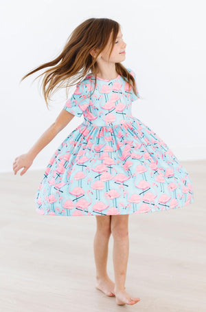 Pretty in Pink Flamingos S/S Pocket Twirl Dress-dogsvalley ®