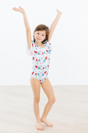 Proudly Patriotic S/S Flutter Sleeve Leotard-dogsvalley ®