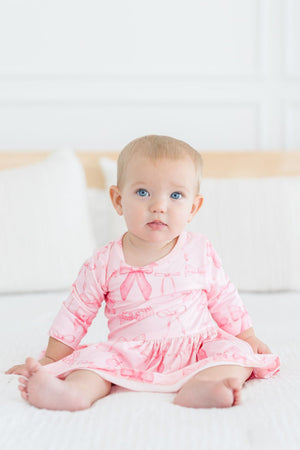 Blushing Bows 3/4 Sleeve Twirl Bodysuit-dogsvalley ®