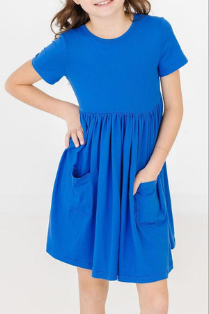 Royal Blue S/S Pocket Twirl Dress-dogsvalley ®