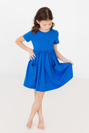 Royal Blue S/S Pocket Twirl Dress-dogsvalley ®