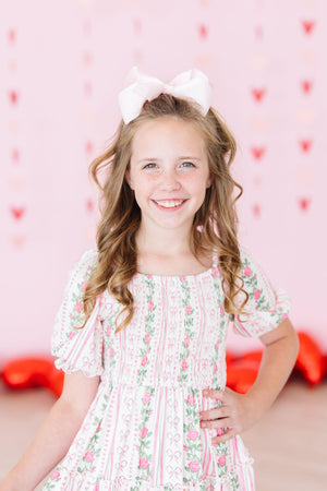 Rosebud Bows Smocked Ruffle Dress-dogsvalley ®