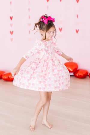 Melt My Heart 3/4 Sleeve Ruffle Twirl Dress-dogsvalley ®