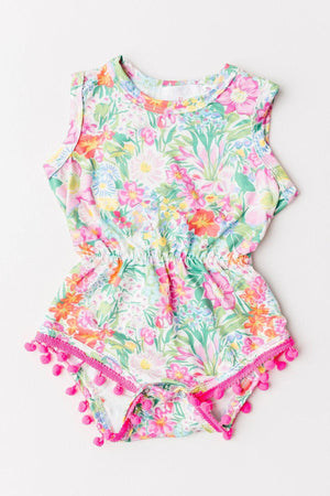 Preppy Petals Pom Pom Romper-dogsvalley ®