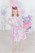 Watercolor Hearts 3/4 Sleeve Pocket Twirl Dress-dogsvalley ®