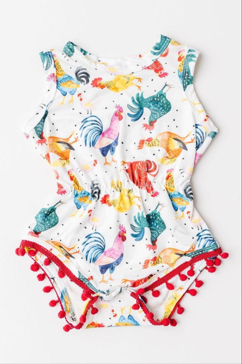 Rooster Pom Pom Romper-dogsvalley ®