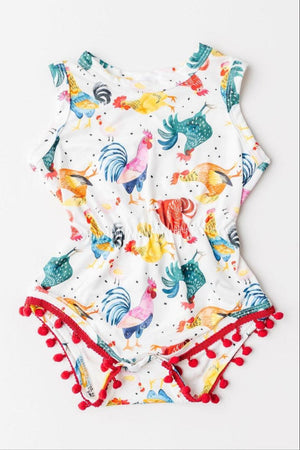 Rooster Pom Pom Romper-dogsvalley ®