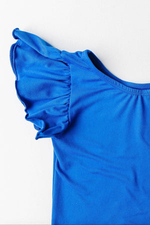 Royal Blue S/S Flutter Sleeve Leotard-dogsvalley ®