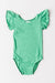 Kelly Green S/S Flutter Sleeve Leotard-dogsvalley ®