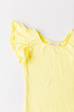 Yellow S/S Flutter Sleeve Leotard-dogsvalley ®