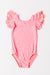 Neon Pink S/S Flutter Sleeve Leotard-dogsvalley ®