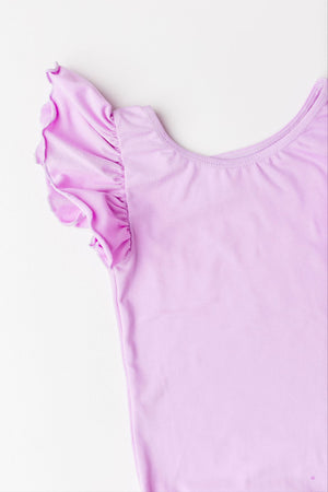 Bright Lilac S/S Flutter Sleeve Leotard-dogsvalley ®