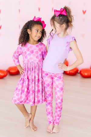 Happy Heart Day 3/4 Sleeve Pocket Twirl Dress-dogsvalley ®