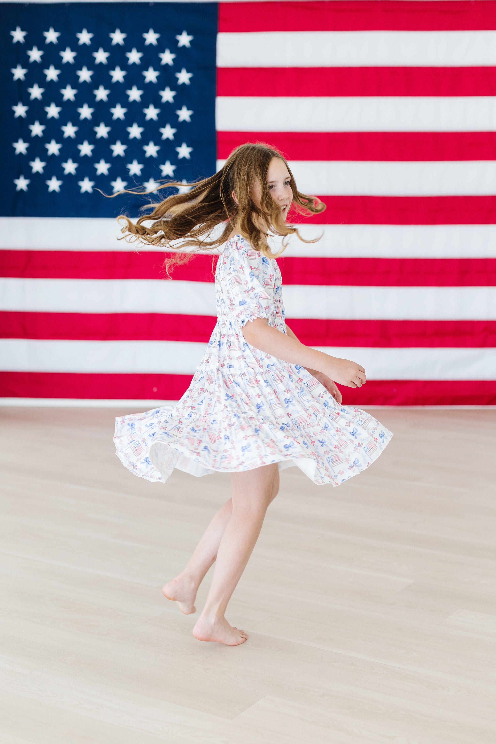 Vintage Flags Smocked Ruffle Dress-dogsvalley ®