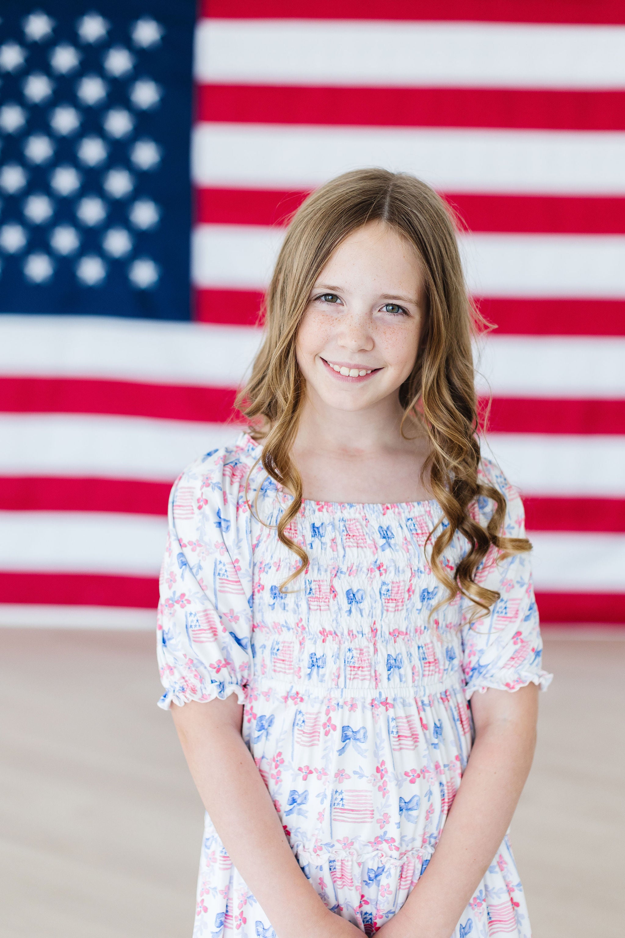 Vintage Flags Smocked Ruffle Dress-dogsvalley ®