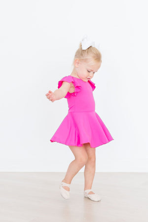 Hot Pink S/S Twirl Leotard-dogsvalley ®