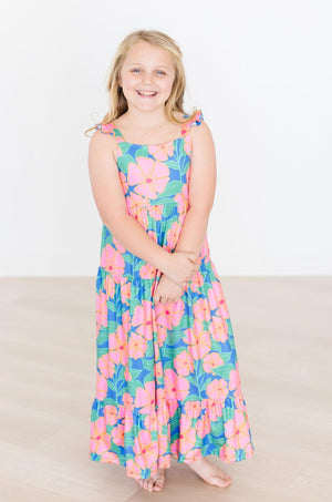 Luau Floral Ruffle Maxi Dress-dogsvalley ®