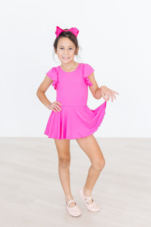 Hot Pink S/S Twirl Leotard-dogsvalley ®