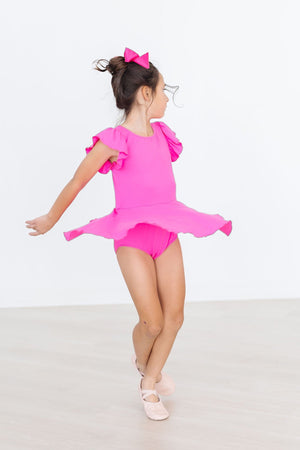 Hot Pink S/S Twirl Leotard-dogsvalley ®